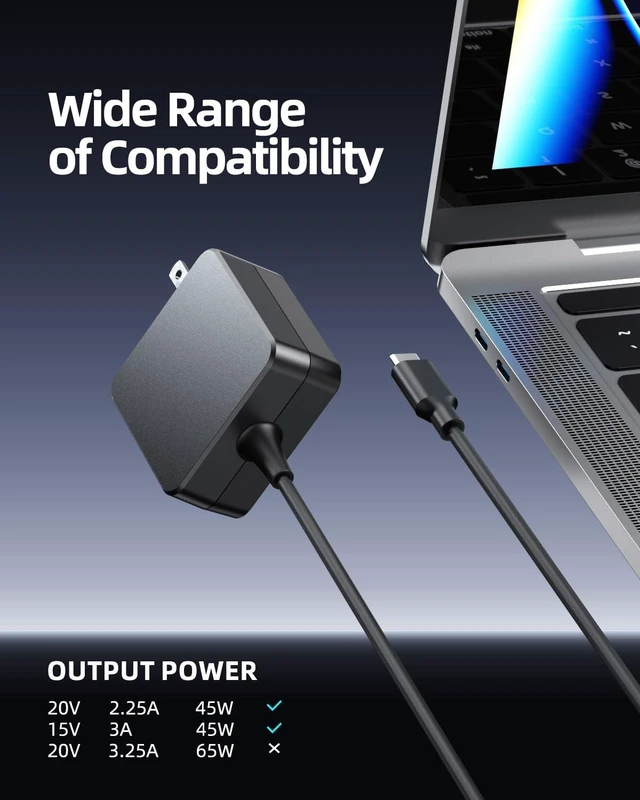 Alt view image 3 of 6 - Fast Charger Fit for Asus Chromebook Laptop 45W USB C 7.5Ft Extended Cable
