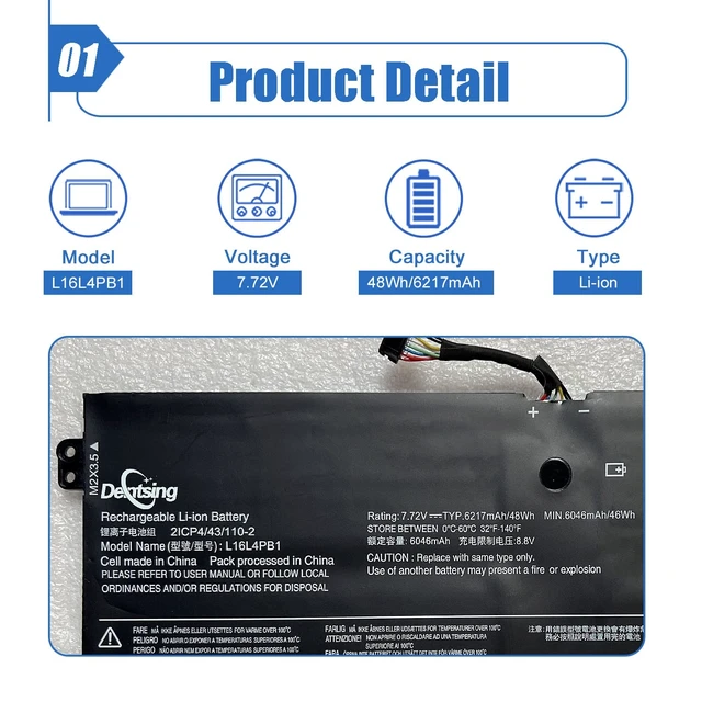 Alt view image 2 of 6 - L16L4PB1 L16C4PB1 Laptop Battery Compatible with Lenovo Yoga 720-13IKB 730-13IKB 730-13IWL Series Notebook L16M4PB1 2ICP4/43/110-2 5B10M52738 5B10M52739 5B10M52740 5B10Q38237 7.72V 48Wh