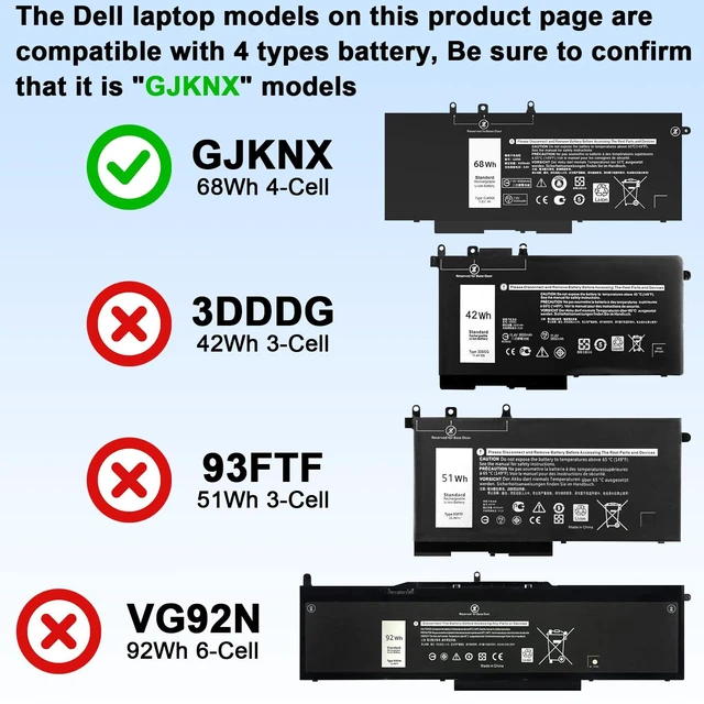 Alt view image 6 of 7 - 68WH GJKNX Battery Replacement for Dell Latitude 5480 5580 5280 5288 5488 5590 5591 5490 5491 5495 E5480 E5490 E5580 E5590 Compatible with Precision 15 3520 3530 GD1JP DY9NT 5YHR4 451-BBZG