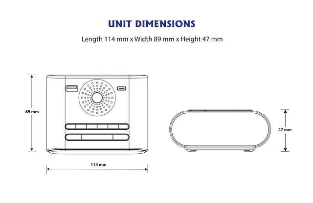Alt view image 6 of 6 - HX-158CR Alarm Clock Radio, FM Radio, USB Charge (Purple) Digital Clock, Dual Alarm, 0.7 Green LED Display, USB-C for 2.4A Charge, USB-A for 1A Charge