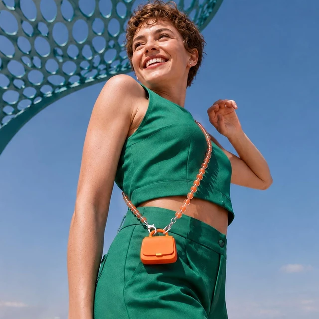 Alt view image 2 of 7 - Wireless Earbuds with Mini Handbag Case, 22H Playtime, Orange Bluetooth 5.3, 13mm drivers, touch controls and DIY stickers for music, calls, travel, everyday wear and gifting