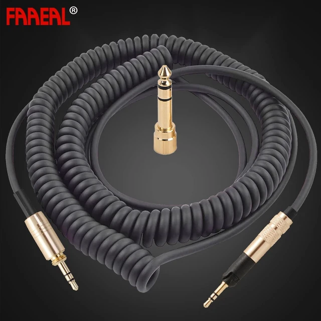 Alt view image 6 of 7 - Coiled Audio Upgrade Cable Compatible with Sennheiser HD598Cs HD560s HD598SE HD620S HD400PRO HD599 ATH-M50x M70x Headphones for Musicians Audiophiles 3.5mm with 6.35mm (1/4") Adapter