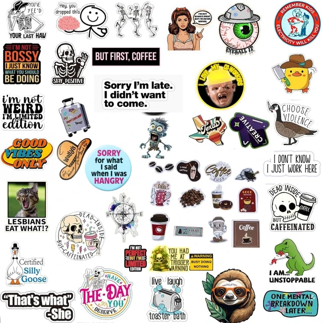 Alt view image 3 of 6 - 200 PCS Stickers for Adults - Funny for Water Bottle, Laptop, Helmet, Cars, Tool Box, Cars - Blue Collar Stickers for Men, Waterproof 200 Styles