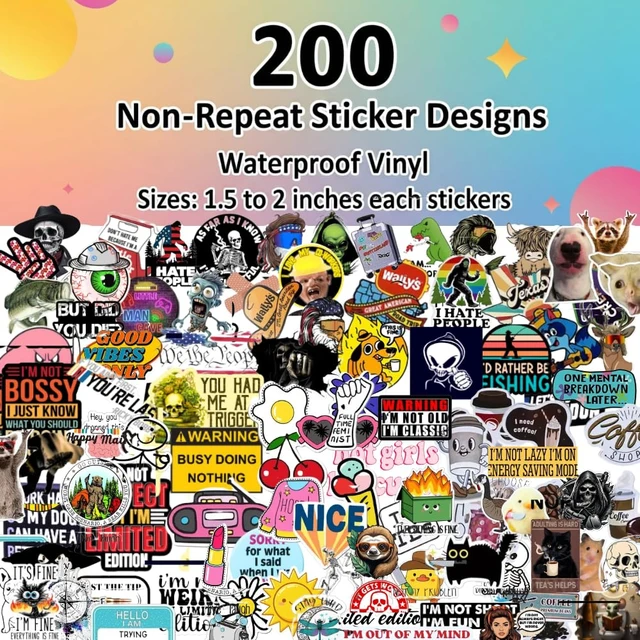 Alt view image 5 of 6 - 200 PCS Stickers for Adults - Funny for Water Bottle, Laptop, Helmet, Cars, Tool Box, Cars - Blue Collar Stickers for Men, Waterproof 200 Styles