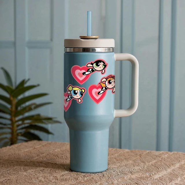 Alt view image 2 of 7 - Powerpuff Girls Heart Trio Premium Dynamic Car Decal Set of 3 Officially Licensed, Weatherproof Automotive Grade Vinyl Sticker for Water Bottle, Laptop & More; Made in the USA