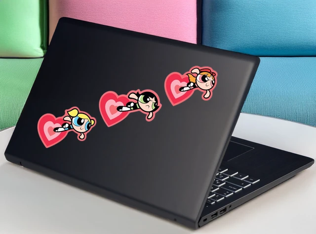 Alt view image 5 of 7 - Powerpuff Girls Heart Trio Premium Dynamic Car Decal Set of 3 Officially Licensed, Weatherproof Automotive Grade Vinyl Sticker for Water Bottle, Laptop & More; Made in the USA