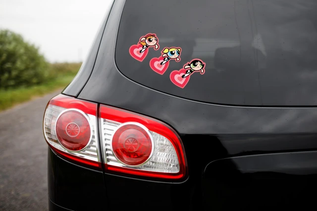 Alt view image 6 of 7 - Powerpuff Girls Heart Trio Premium Dynamic Car Decal Set of 3 Officially Licensed, Weatherproof Automotive Grade Vinyl Sticker for Water Bottle, Laptop & More; Made in the USA