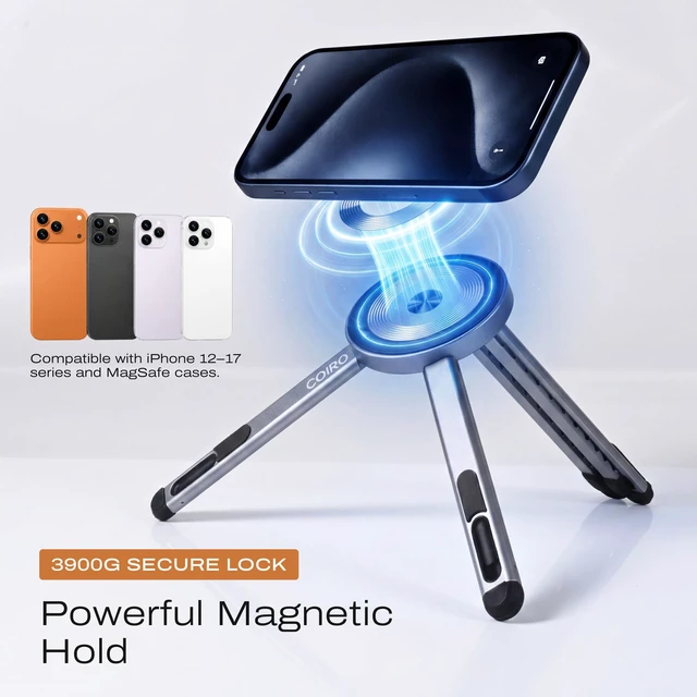 Alt view image 3 of 7 - 3-in-1 Magnetic Foldable Laptop Stand and Phone Stand for Desk Aluminum Alloy Adjustable Holder 1016 Laptops & 413 Phones/Tablets, Magnetic Compatible with iPhone Android, Silver