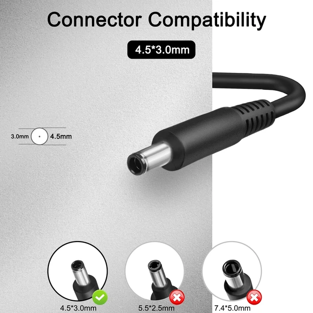 Alt view image 5 of 7 - 65W Charger Compatible with Dell inspiron 15 3000 3520 3530 3535 14 5440 16 5645 DC15250 DC16250 DC16251 DC15255 Latitude 3340 3450 3550 Laptop
