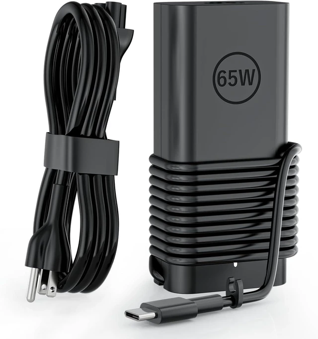 Main image of 65W Type C Laptop Charger for Dell Inspiron Chromebook XPS Power Supply Fit for Dell XPS 13 9360 9370 9380, Latitude 5420 5520 7420 7490, LA65NM170 02YK0F, Type C Portable Travel Power Supply Cord