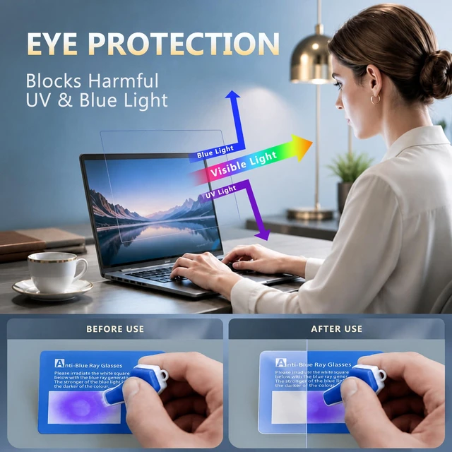 Alt view image 3 of 7 - 2 Pack 16 Inch 16:10 Anti Blue Light Laptop Screen Protector Anti Glare UV Blocking Eye Protection Film, Relieve Eye Strain, Scratch Resistant, Fits HP Lenovo Dell ASUS Acer Samsung
