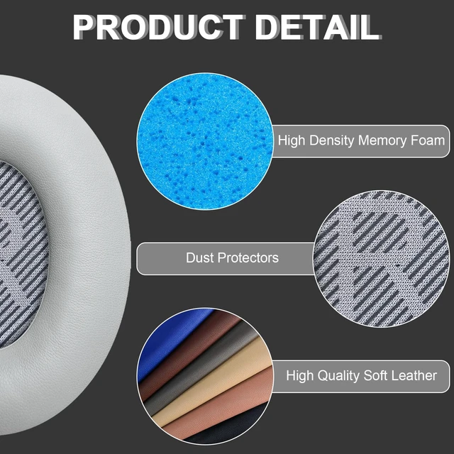 Alt view image 4 of 7 - Replacement Ear Pads for Bose QC35/QC35ii Headphones-Grey Earpads for Bose QuietComfort 35/35ii Wireless Headphones, Ear Cushions Covers for Bose QC25/15/2/Ae2/Sound Link/True