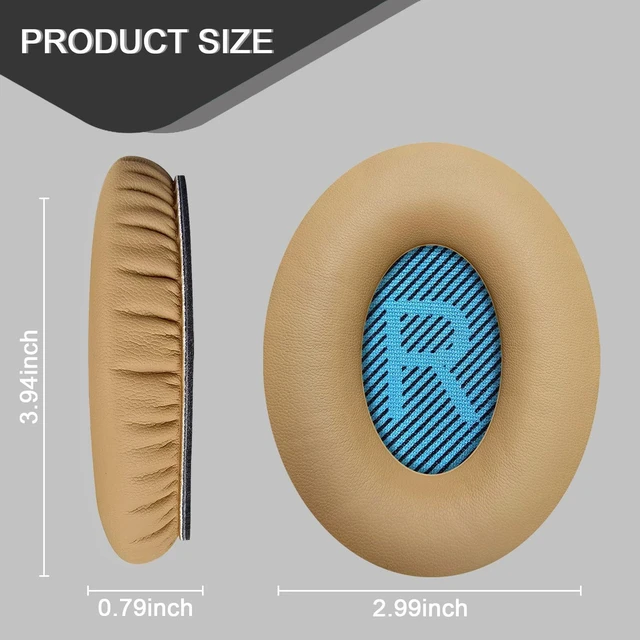 Alt view image 2 of 7 - Replacement Ear Pads for Bose QC35/QC35ii Headphones-Khaki&Blue Earpads for Bose QuietComfort 35/35ii Wireless Headphones, Ear Cushions Covers for Bose QC25/15/2/Ae2/Sound Link/True