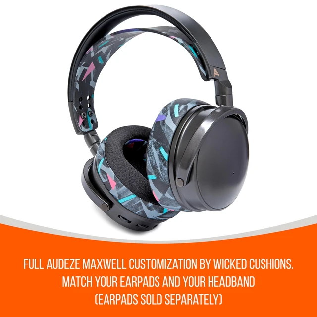 Alt view image 6 of 7 - HeadbandZ Maxwell - Silicone Headband for Audeze Maxwell 1, 2 & 2 ANC Made by Wicked Cushions Enhanced Flexibility, Comfort & Style, Matching Earpad Designs 90's Black