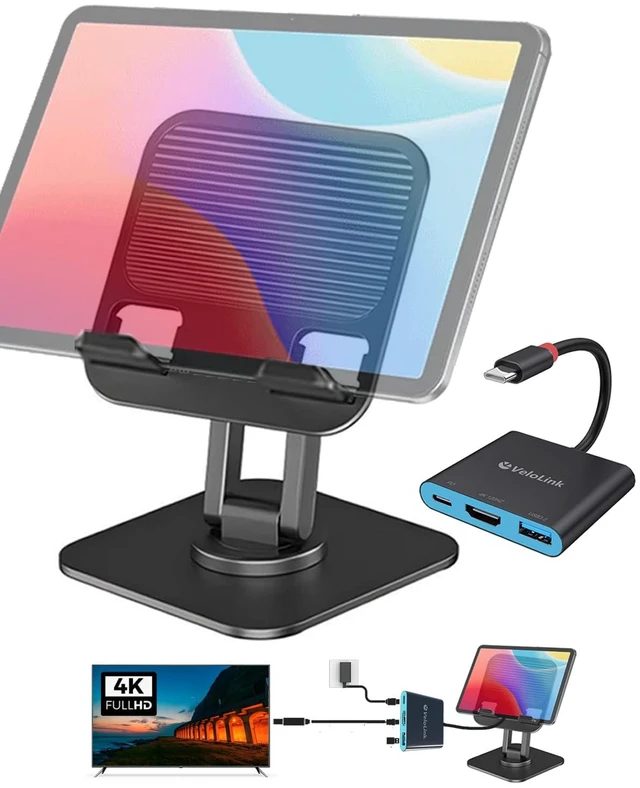 Main image of Foldable Stand+Dock with 4K HD2.1 HDMI to USB C Adapter Compatible with Steam Deck, Rog Ally, TabletSwitch 2, iPad, Plug&Play, Note that C-Hub not for NS2 due to official updates