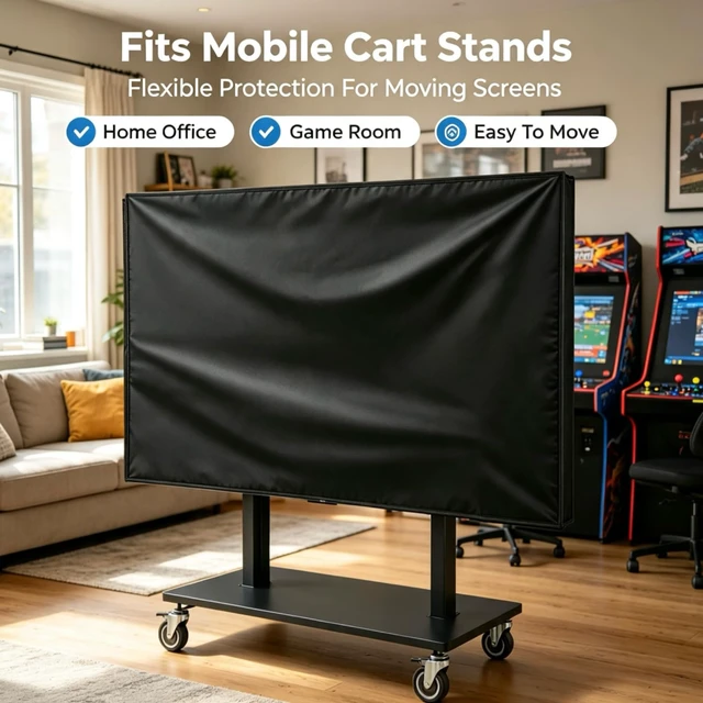 Alt view image 7 of 7 - TV Screen Protector, Open-Back Cover Fits 60-65 Inch Flat Screen TV Dustproof, scratch-resistant TV cover guards from kids & pets. 600D Oxford fabric with adjustable straps