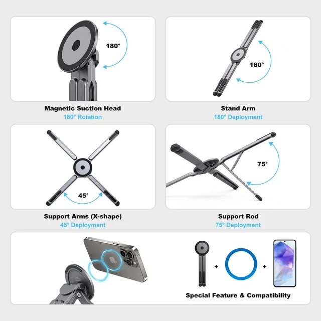 Alt view image 2 of 7 - Portable Laptop Stand, Magnetic Foldable Adjustable Laptop Riser for Desk