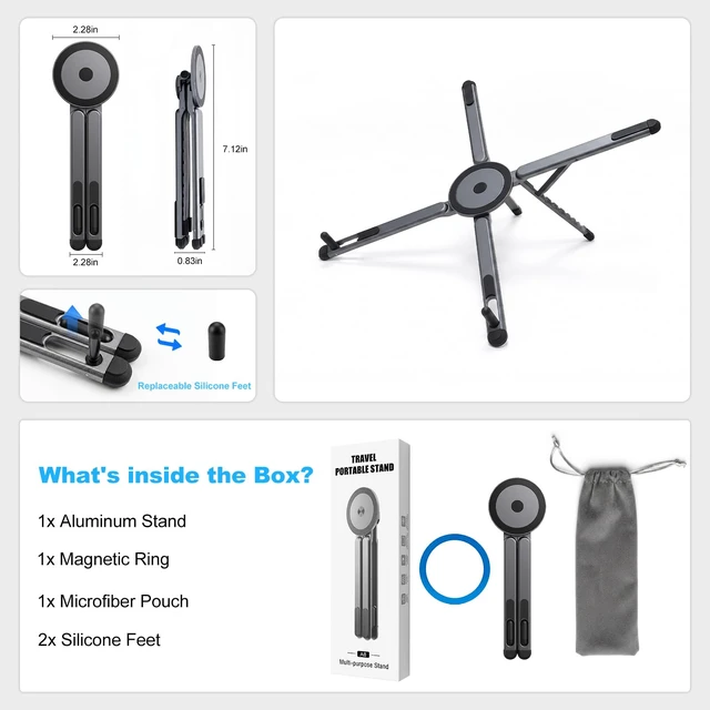 Alt view image 3 of 7 - Portable Laptop Stand, Magnetic Foldable Adjustable Laptop Riser for Desk