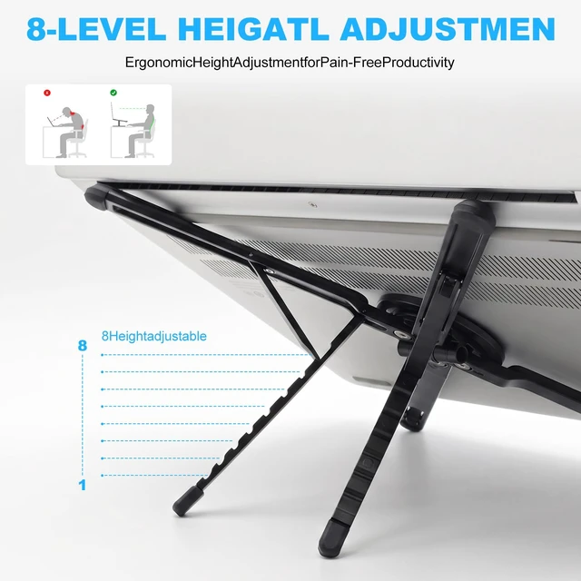 Alt view image 5 of 7 - Portable Laptop Stand, Magnetic Foldable Adjustable Laptop Riser for Desk