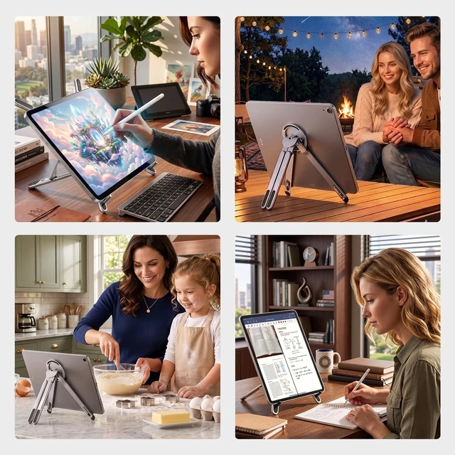 Alt view image 7 of 7 - Portable Laptop Stand, Magnetic Foldable Adjustable Laptop Riser for Desk