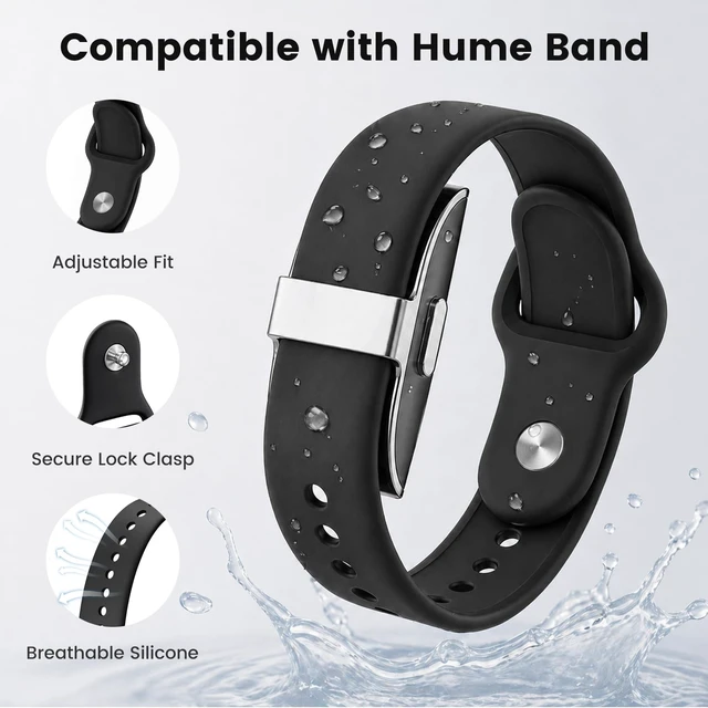 Alt view image 2 of 5 - 3 Pack Silicone Band Compatible with Hume Health Band, Adjustable Replacement Straps for Hume Band, Soft Sport Wristbands for Hume Health Tracker Women Men