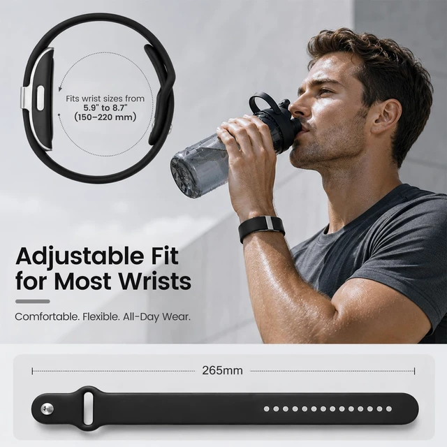 Alt view image 4 of 5 - 3 Pack Silicone Band Compatible with Hume Health Band, Adjustable Replacement Straps for Hume Band, Soft Sport Wristbands for Hume Health Tracker Women Men