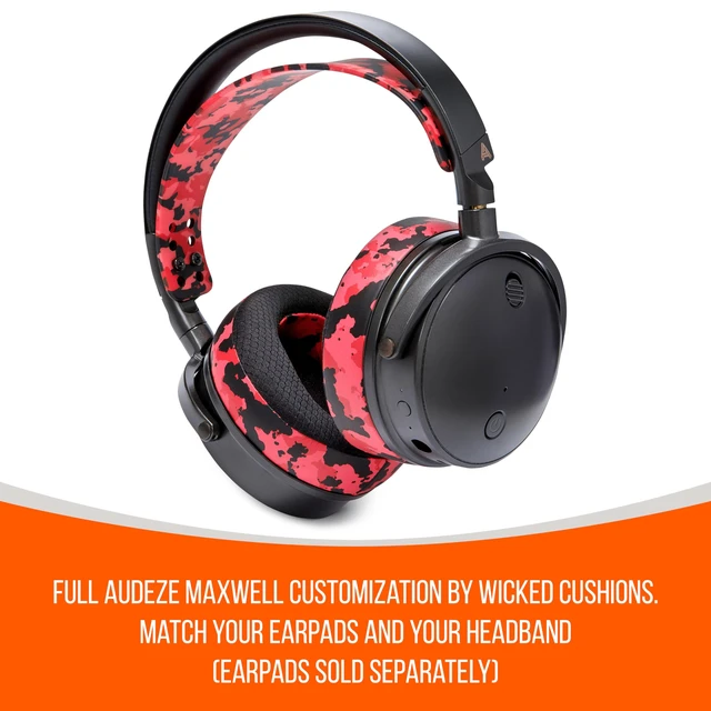 Alt view image 6 of 7 - HeadbandZ Maxwell - Silicone Headband for Audeze Maxwell 1, 2 & 2 ANC Made by Wicked Cushions Enhanced Flexibility, Comfort & Style, Matching Earpad Designs Red Camo