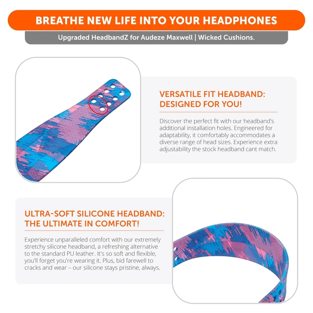 Alt view image 4 of 7 - HeadbandZ Maxwell - Silicone Headband for Audeze Maxwell 1, 2 & 2 ANC Made by Wicked Cushions Enhanced Flexibility, Comfort & Style, Matching Earpad Designs Speed Racer