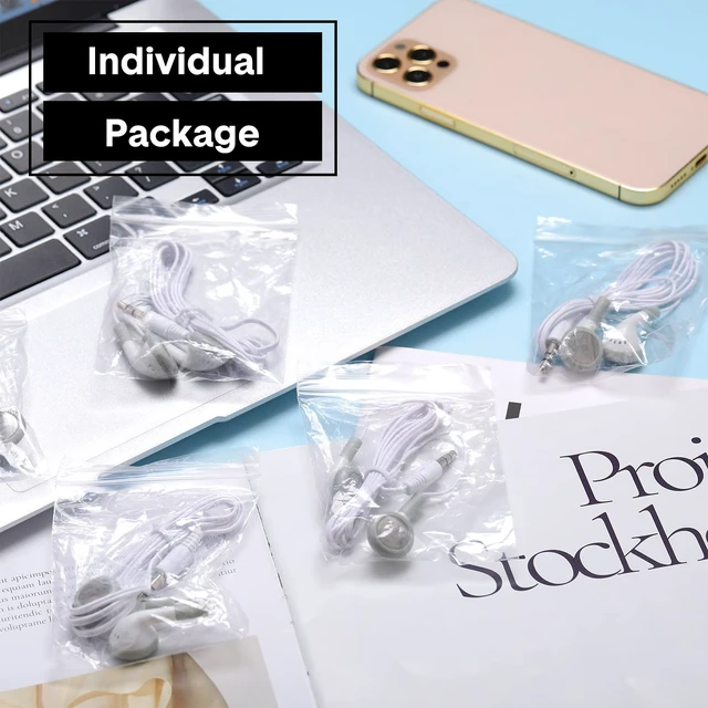 Alt view image 6 of 6 - 150 Packs Bulk Earbuds with Wired Earphones Headphones with 3.5mm Jack, Wired Ear Buds Bulk for Smartphone Laptop Library Hospital Adult Supplies