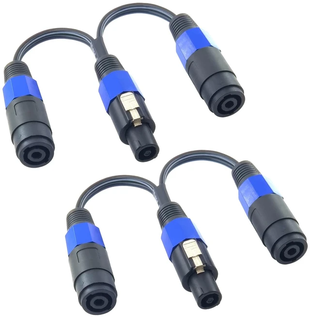 Main image of speakon Splitter Cable 1 Male 2 Female Speaker Break Out Splitter Speak-on Cable 2 Pole Y Adapter 2Pack (1 Male to 2 Female)