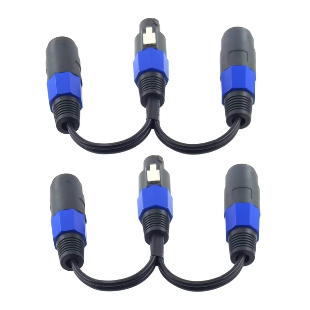 Alt view image 2 of 7 - speakon Splitter Cable 1 Male 2 Female Speaker Break Out Splitter Speak-on Cable 2 Pole Y Adapter 2Pack (1 Male to 2 Female)