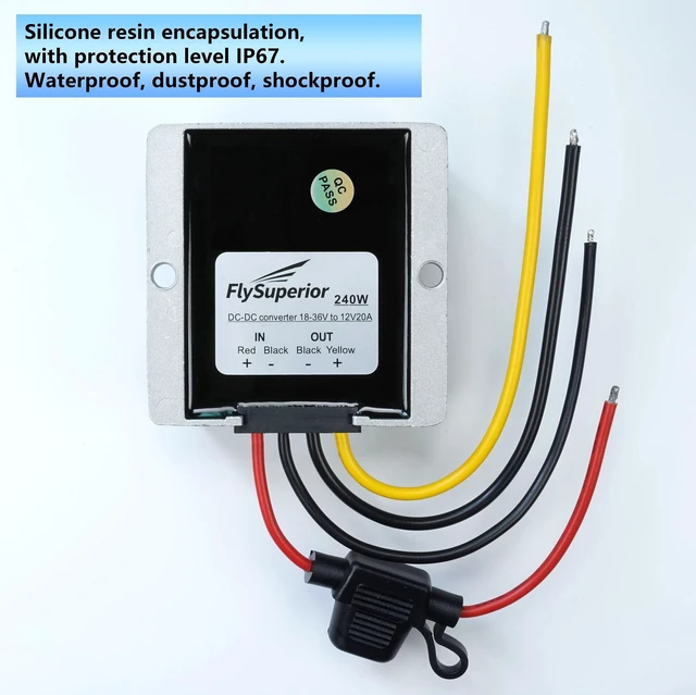Alt view image 2 of 7 - 24V to 12V 20A 240W DC to DC Converter 24V to 12V Step Down Voltage Reducer Waterproof Power Supply Module for Golf Cart RV Boat Solar, 20A 240W Transformer Golf Cart Accessories