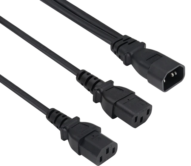 Alt view image 4 of 7 - (2 pack) IEC320 C14 to 2 x C13 Y Splitter AC Power Plug Extension Cable,10A 125A Dual C13 to C14 PDU Style Computer AC Power Cord for Computer LED HDTV Monitor&Scanner (0.3m/1ft)(C14 to 2xC13)