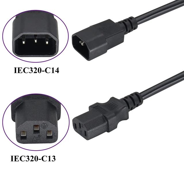 Alt view image 3 of 7 - (2 Pack) IEC320 C14 to C13 Power AC Adapter Cable C13 to C14 with Switch Cord C13 Female to C14 Male PDU Power Supply Extension Cord for Computer LED HDTV Monitor(0.3m/1ft)(C14 to C13/Switch)