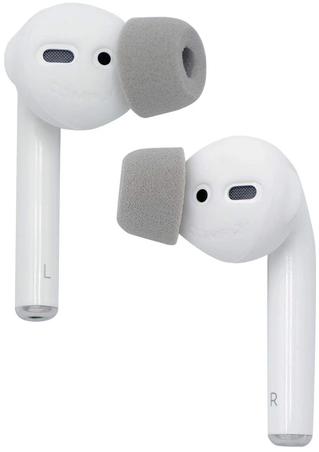 Main image of SoftCONNECT Foam Replacement Earbud Tips for Apple AirPods 1 & 2, Earpods, Most Generic Models of Comparable Size, Gray, Medium