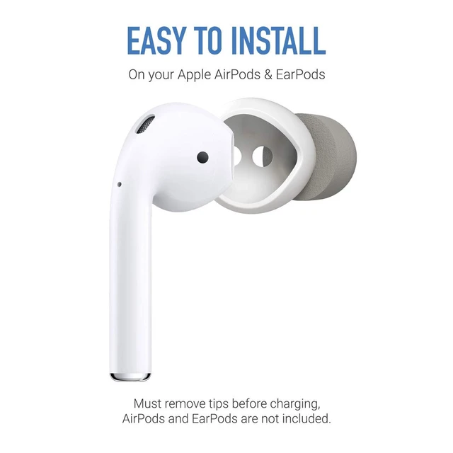 Alt view image 3 of 7 - SoftCONNECT Foam Replacement Earbud Tips for Apple AirPods 1 & 2, Earpods, Most Generic Models of Comparable Size, Gray, Medium
