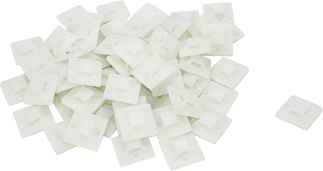 Main image of 400Pcs White Cable Zip Tie Mounts 1x1" Self-Adhesive Wire Holder PP Material, Compact 1" Size, Cost-Effective Bulk, Easy Install, for Cable Management Home Office Car Tight Spaces