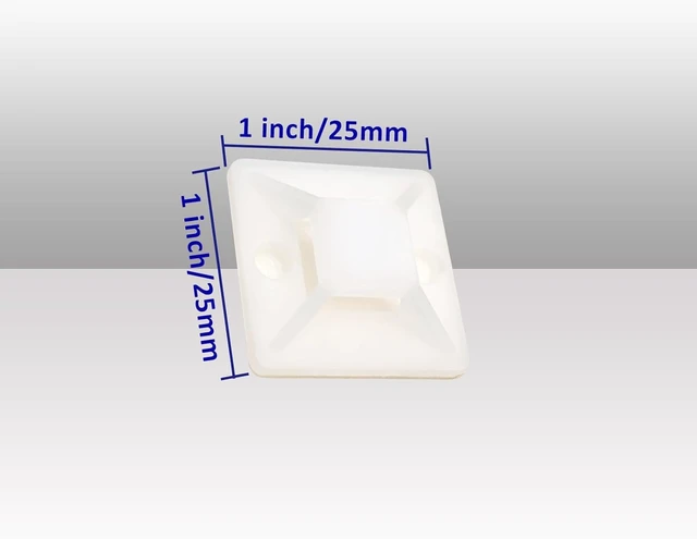 Alt view image 2 of 7 - 400Pcs White Cable Zip Tie Mounts 1x1" Self-Adhesive Wire Holder PP Material, Compact 1" Size, Cost-Effective Bulk, Easy Install, for Cable Management Home Office Car Tight Spaces