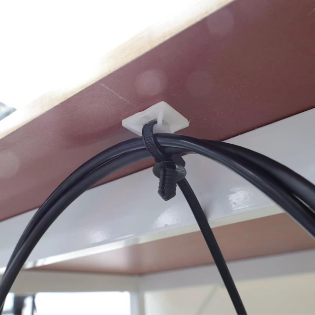 Alt view image 6 of 7 - 400Pcs White Cable Zip Tie Mounts 1x1" Self-Adhesive Wire Holder PP Material, Compact 1" Size, Cost-Effective Bulk, Easy Install, for Cable Management Home Office Car Tight Spaces