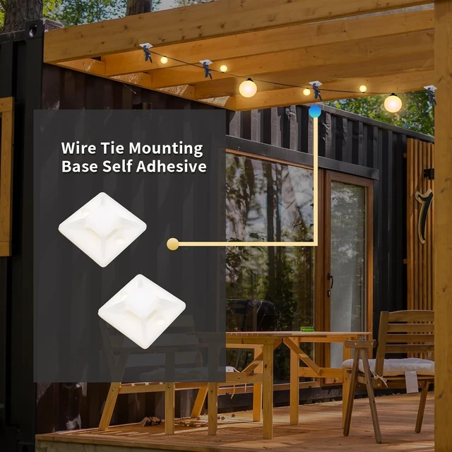 Alt view image 5 of 7 - 400Pcs White Cable Zip Tie Mounts 1x1" Self-Adhesive Wire Holder PP Material, Compact 1" Size, Cost-Effective Bulk, Easy Install, for Cable Management Home Office Car Tight Spaces