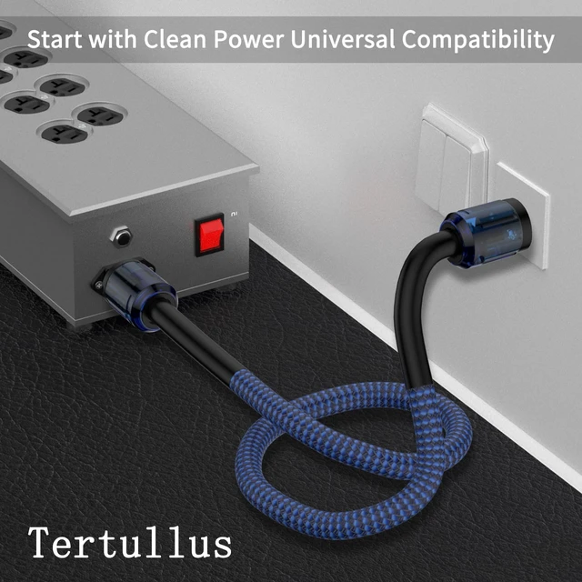 Alt view image 7 of 7 - HiFi Audiophile Power Cord with US Rhodium Plated Connector Plug+ IEC 320 C15 Female Connector Audio AC Power Cable 125V 15A for Speaker, Subwoofer, Turntable, AMP(1M / 3.28FT)