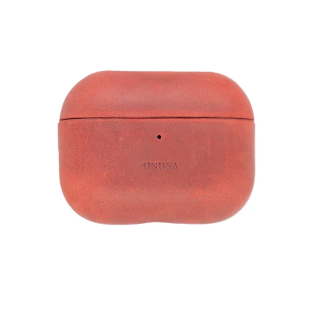 Main image of Handcrafted Crazy Horse Unique Leather Case for AirPods Pro 3rd Gen (2025), Vintage Aesthetic, Two-Tone Effect,Compatible with MagSafe, Compatible with Airpods Pro 3 Red