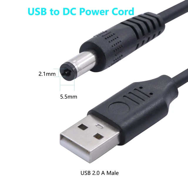 Alt view image 2 of 7 - USB to DC Power Cord USB 2.0 A Male to DC Male 5.5mm x 2.1mm 5 Volt Jack Power Cable for LED Light, Speaker, Lightsaber, Router, Fan and More(5PCS)