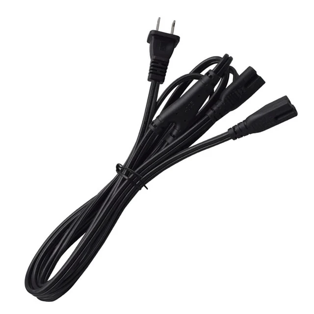 Alt view image 4 of 4 - 6FT Polarized 2 Prong NEMA 1-15P to Dual IEC320 C7 Cable 18AWG SPT-2 VW-1 wire, US 2 Outlet Male to Double Figure 8 Female,1 in 2 Out, 7A 125V/2.5A 250V,for multi-device power supply