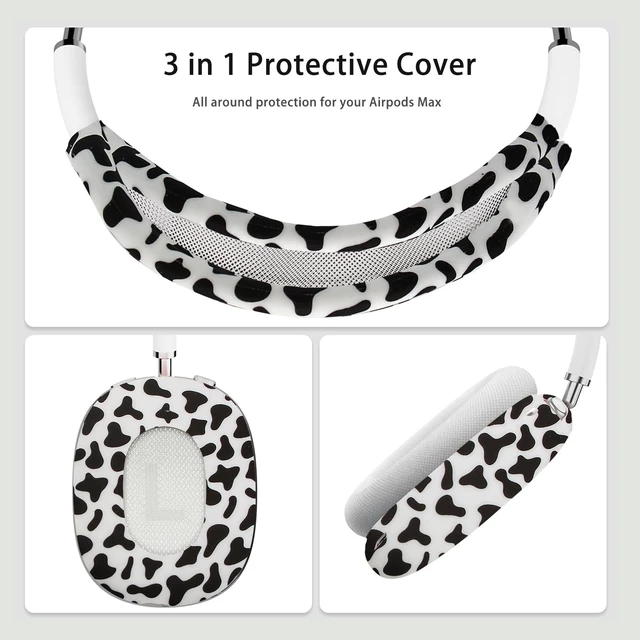 Alt view image 4 of 7 - 4 in 1 Silicone Case Cover Compatible with Apple Airpods Max 2/1 Headphones(2026/2024/2020), Printed Ear Pad Case Cover Ear Cups Cover and Headband Cover Headband Pad Accessories (Cow)