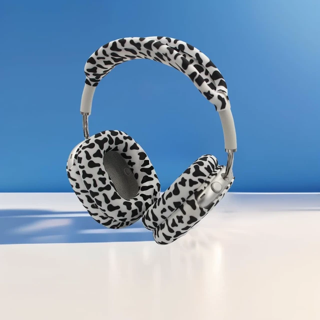 Alt view image 6 of 7 - 4 in 1 Silicone Case Cover Compatible with Apple Airpods Max 2/1 Headphones(2026/2024/2020), Printed Ear Pad Case Cover Ear Cups Cover and Headband Cover Headband Pad Accessories (Cow)