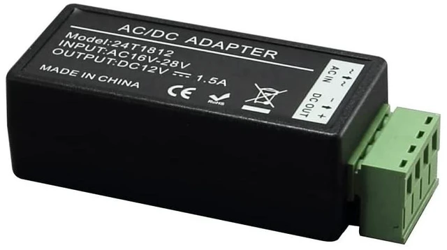 Main image of AC 24V to DC 12V 1.5A Power Converter, Universal Powerful Transformer for Surveillance CCTV Security Camera