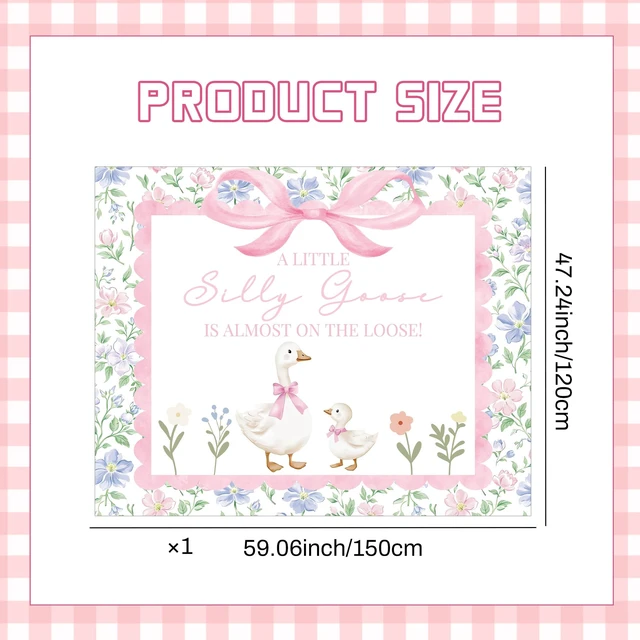 Alt view image 2 of 7 - Floral Silly Goose Baby Shower Decor Girl Pink Silly Goose Backdrop Sign