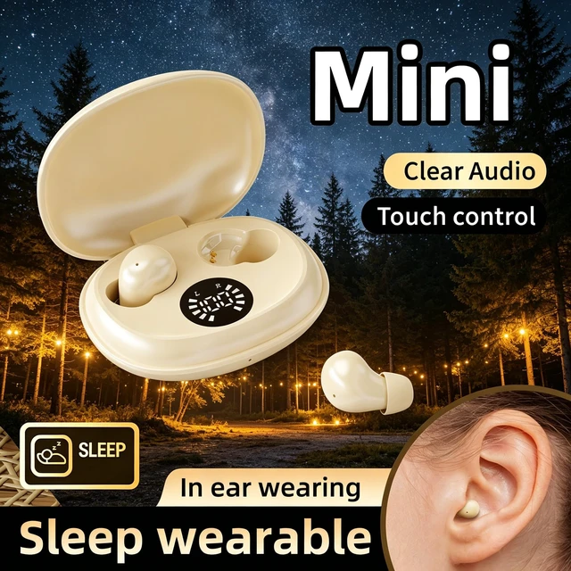Alt view image 3 of 7 - Invisible Mini Earbuds,Ultra-Light Comfort Fit Sleep Headphones for Side Sleepers,Mini Noise Blocking Sleep Earphones,Bluetooth 6.0 Wireless Earbuds for Sleeping, Working,Sports (Khaki)