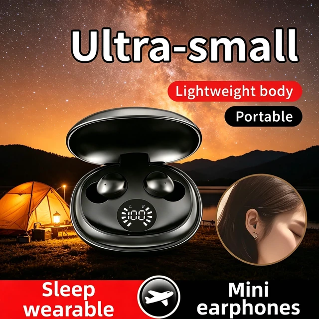 Alt view image 4 of 7 - Invisible Mini Earbuds,Ultra-Light Comfort Fit Sleep Headphones for Side Sleepers,Mini Noise Blocking Sleep Earphones,Bluetooth 6.0 Wireless Earbuds for Sleeping, Working,Sports (Khaki)